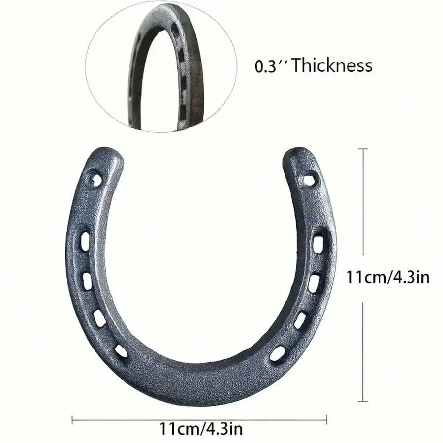 Cast Iron Horseshoes (Set of 4) - Hoof Care with Excellent Grip & Stability, Wear-Resistant for Long-Term Use