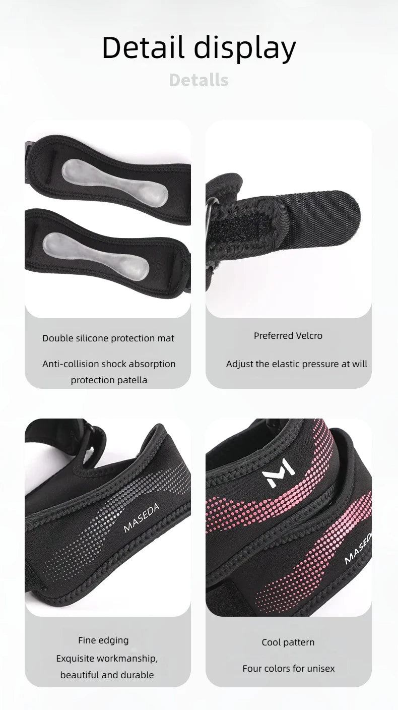 Upgraded Sports Knee Pads - Double Patella Straps, Anti-Slip Silicone, Adjustable & Shock-Absorbing
