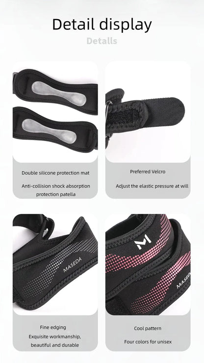 Upgraded Sports Knee Pads - Double Patella Straps, Anti-Slip Silicone, Adjustable & Shock-Absorbing