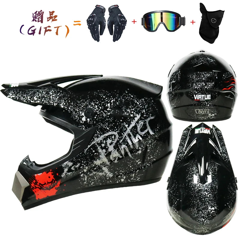 Kids Flip-Up Motorcycle Helmet - Off-Road Motocross ATV Dirt Bike Downhill MTB DH Racing + 3 Free Gifts