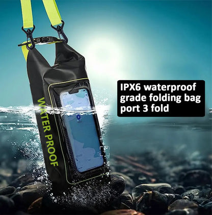 PVC Waterproof Dry Bag 2L - Touch Screen Phone Pouch for Swimming Rafting Surfing Boating - Shoulder Bag
