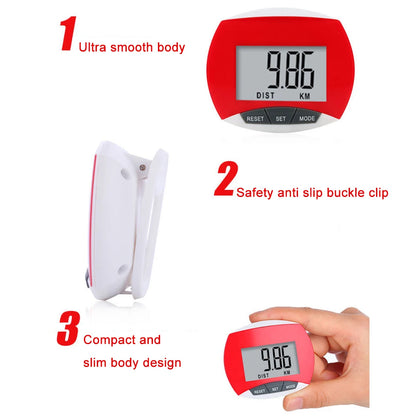 LCD Clip-On Pedometer - Accurate Step Counter with Distance & Calorie Tracking