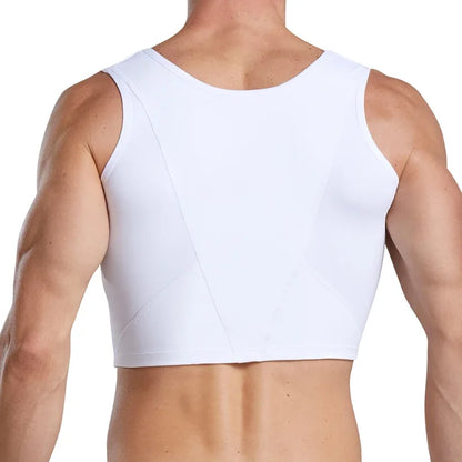 Men's Compression Vest - Nylon-Spandex Slimming Undershirt Tank Top for Chest & Torso Support