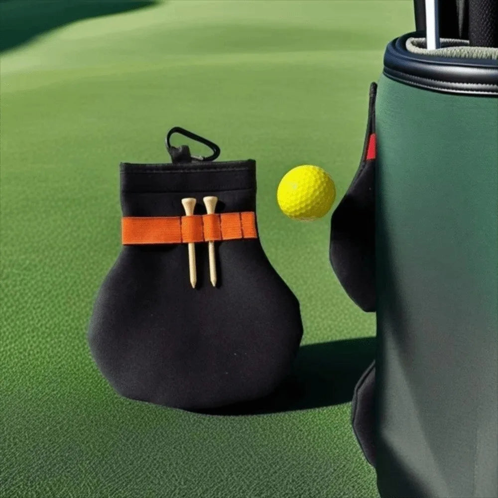 Golf Ball Pouch with Metal Clip - Spacious Terylene Carry Bag for Balls and Tees