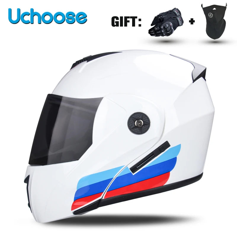 DOT Certified Modular Flip-Up Motorcycle Helmet - Dual Visor Cross-Country Safety Helmet - Unisex
