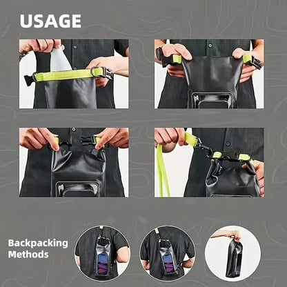 Waterproof PVC Outdoor Dry Bag - 5L & 2L Capacity - Multi-Sport Floating Bag for Swimming, Diving, Kayaking, Rafting & Beach Activities - Crossbody Shoulder Travel Bag for Surfing