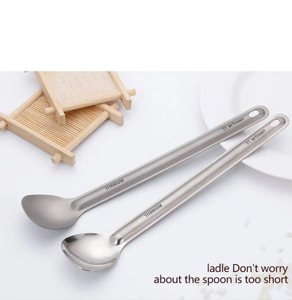 Ultralight Titanium Long Handle Spork - Portable Outdoor Camping Cutlery & Tableware by Tiartisan