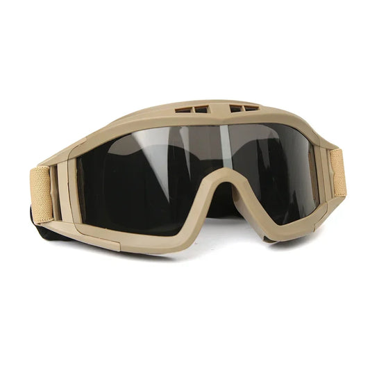 Tactical Airsoft Goggles - 3 Interchangeable Lens - Windproof Dustproof Protection for Shooting, Motocross, Motorcycle & Mountaineering