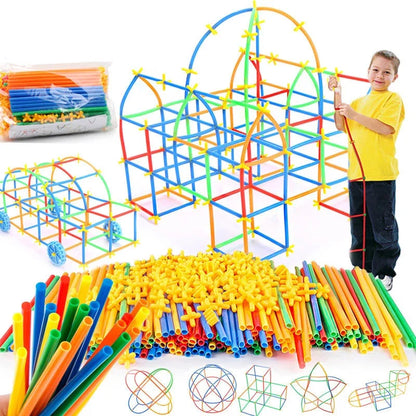 Colorful Straws and Connectors Building Set - Educational Engineering Toy for Motor Skills Development