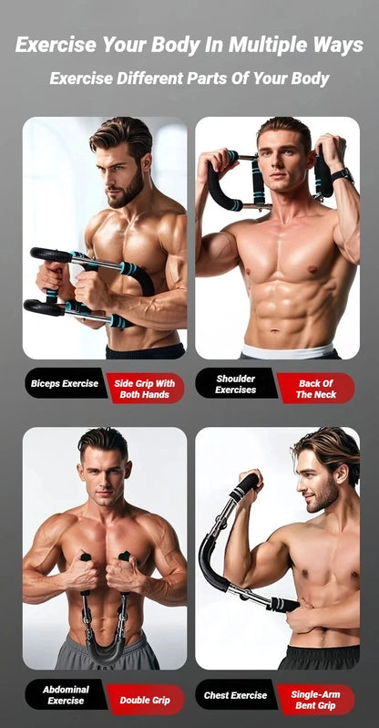 Adjustable U-Shaped Spring Arm Exerciser - Portable Chest, Triceps, and Forearm Trainer with Foam Handles