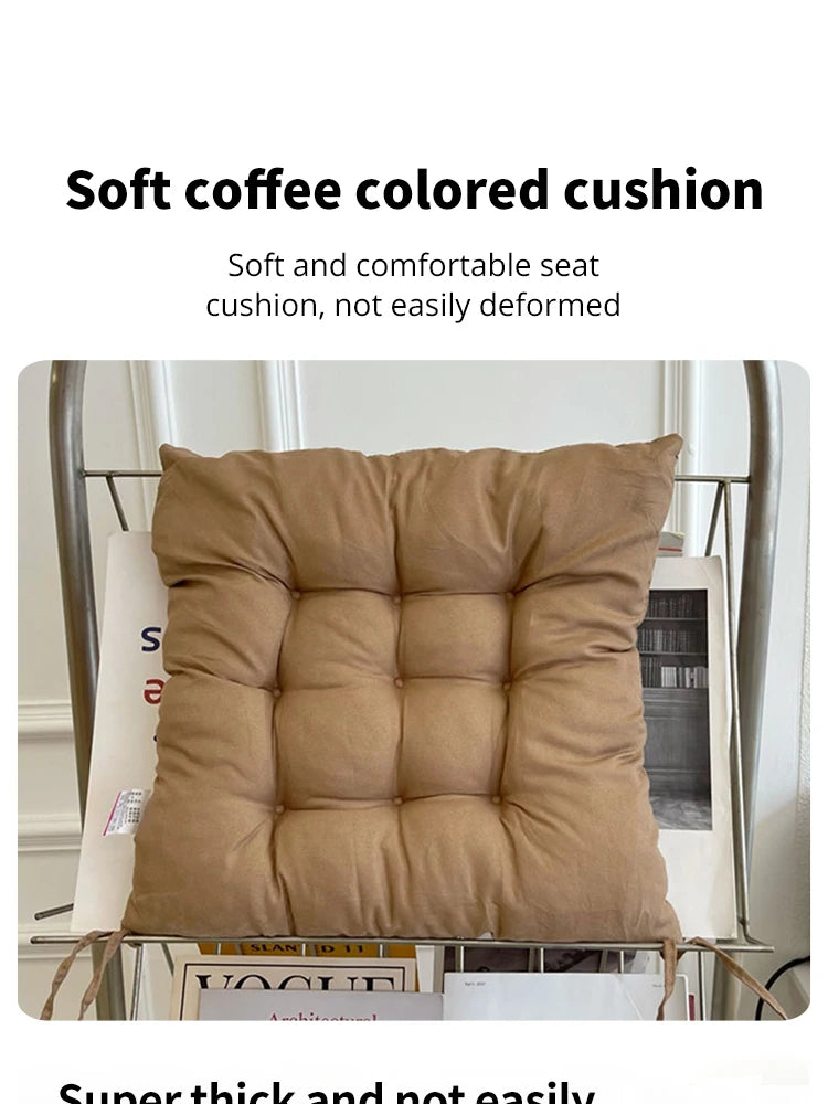 Square Seat Cushion - Linen & Pearl Cotton Blend with Removable Washable Cover - Protective Mat for Home, Office & Computer Chair