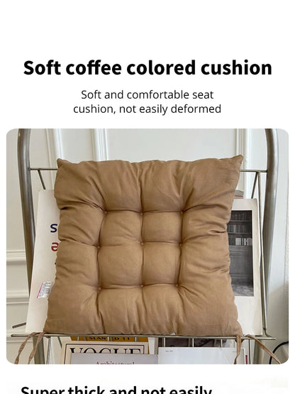 Square Seat Cushion - Linen & Pearl Cotton Blend with Removable Washable Cover - Protective Mat for Home, Office & Computer Chair
