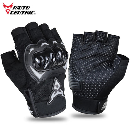 MOTOCENTRIC Half Finger Motorcycle Gloves - Breathable Summer Riding Gloves with Anti-Fall Palm Guard for ATV MTB Cycling