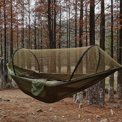 Lightweight Parachute Fabric Camping Hammock with Mosquito Net - High Strength Hanging Bed 250x120cm