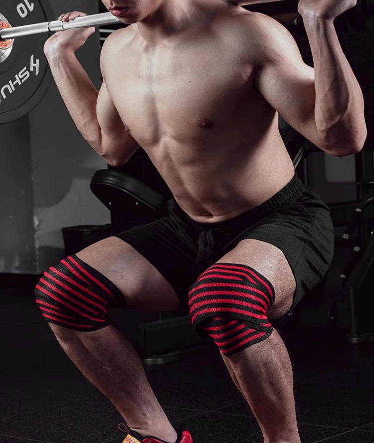 Premium Knee Compression Wraps - Elastic Fitness Straps for Weight Lifting, Squats & Gym Training Support