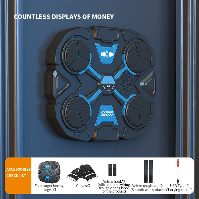 Smart Music Boxing Trainer - Wall-Mounted Electronic Strike Target for Home Indoor Training & Reaction Development