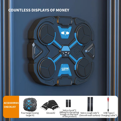 Smart Music Boxing Trainer - Wall-Mounted Electronic Strike Target for Home Indoor Training & Reaction Development