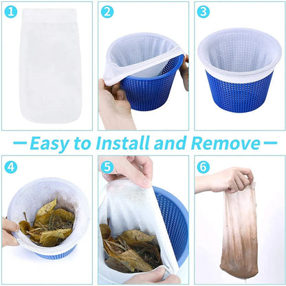 Reusable Nylon Mesh Pool Skimmer Socks - Filter Replacement Savers for Debris & Leaves Collection - Compatible with In-Ground & Above Ground Pools