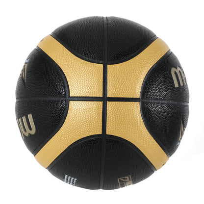 Molten EZ-K Basketball - Black/Gold PU Leather - Sizes 5, 6, 7 - Indoor/Outdoor - Training & Match Ball for Men, Women & Youth