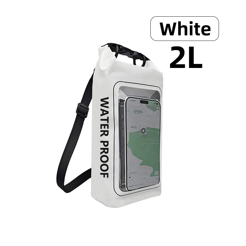 PVC Waterproof Dry Bag 2L - Touch Screen Phone Pouch for Swimming Rafting Surfing Boating - Shoulder Bag