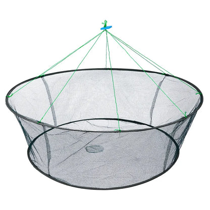 80CM Collapsible Drop Net - Multi-Purpose Fishing Trap for Shrimp, Crab, Prawn & Eel Catching with Loose Mouth Design