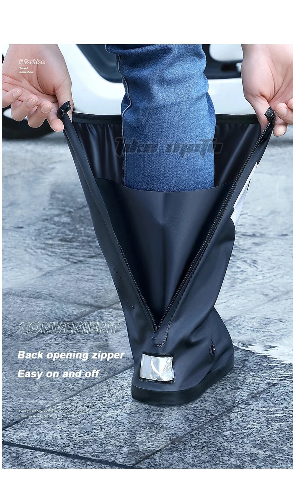 Waterproof Reflective Motorcycle Rain Boot Covers - Non-Slip Reusable Cycling Footwear Protection