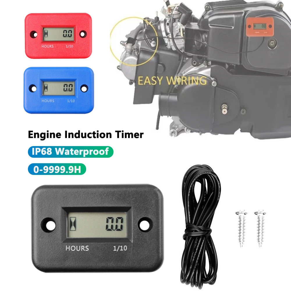 IP68 Waterproof Engine Hour Meter - Universal Inductive Timer for Motorcycle, ATV, Boat & Gasoline Engines