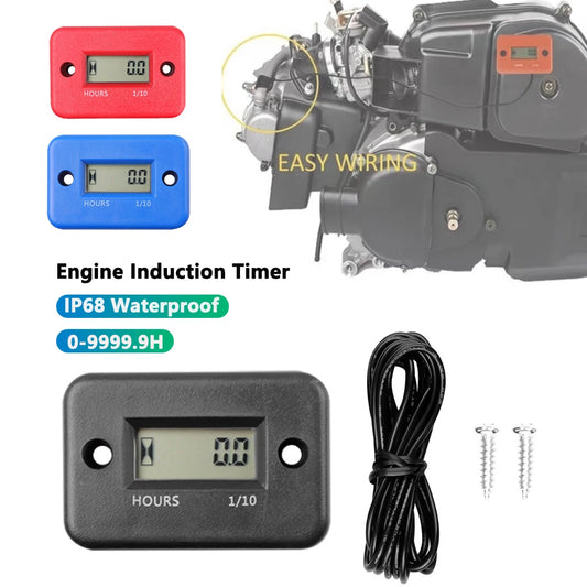 IP68 Waterproof Engine Hour Meter - Universal Inductive Timer for Motorcycle, ATV, Boat & Gasoline Engines