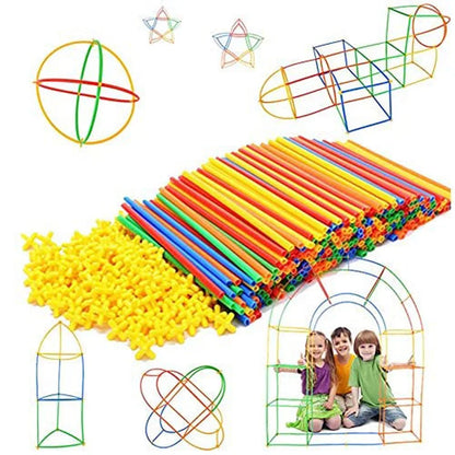 Colorful Straws and Connectors Building Set - Educational Engineering Toy for Motor Skills Development