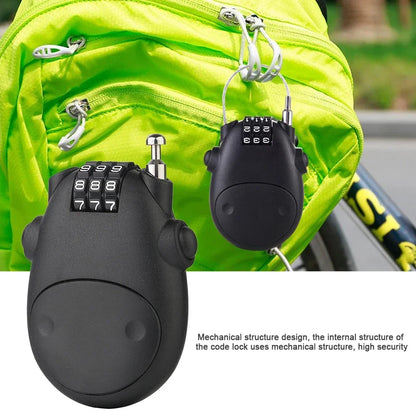 Motorcycle Helmet Lock - Steel Cable Code Lock with Telescopic Wire Rope for Suitcase, Car & Sled