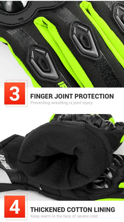 Waterproof Winter Motorcycle Gloves - Full Finger Protection with Touch Screen - Model WN-01