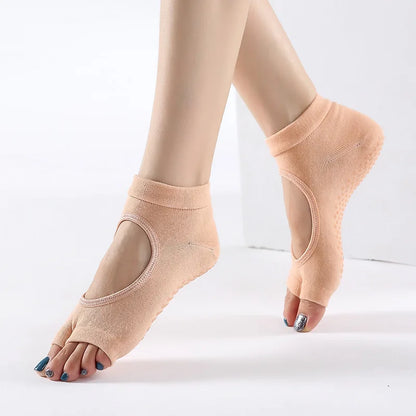 Premium Women's Two-Toe Yoga Socks - Anti-Slip Cotton Pilates & Ballet Dance Socks with Quick-Dry Breathable Design