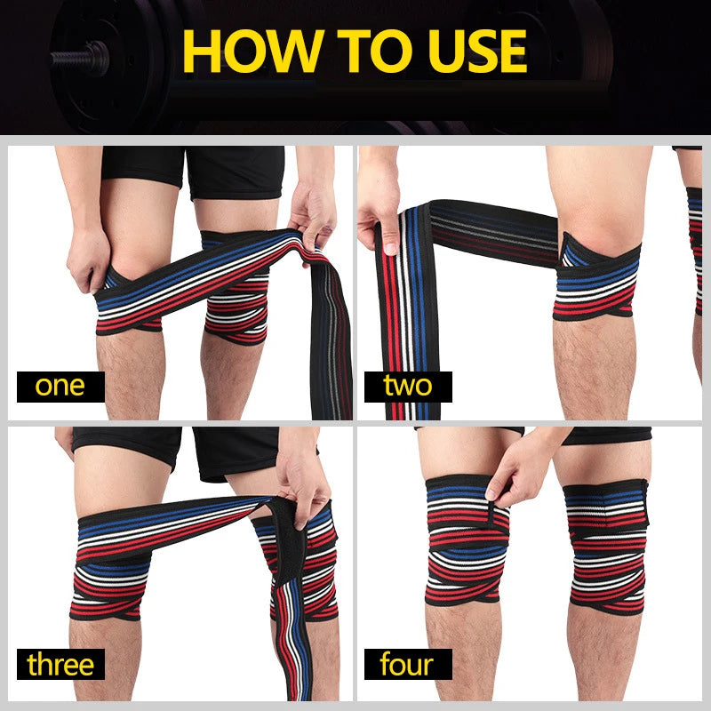 Premium Knee Compression Wraps - Elastic Fitness Straps for Weight Lifting, Squats & Gym Training Support