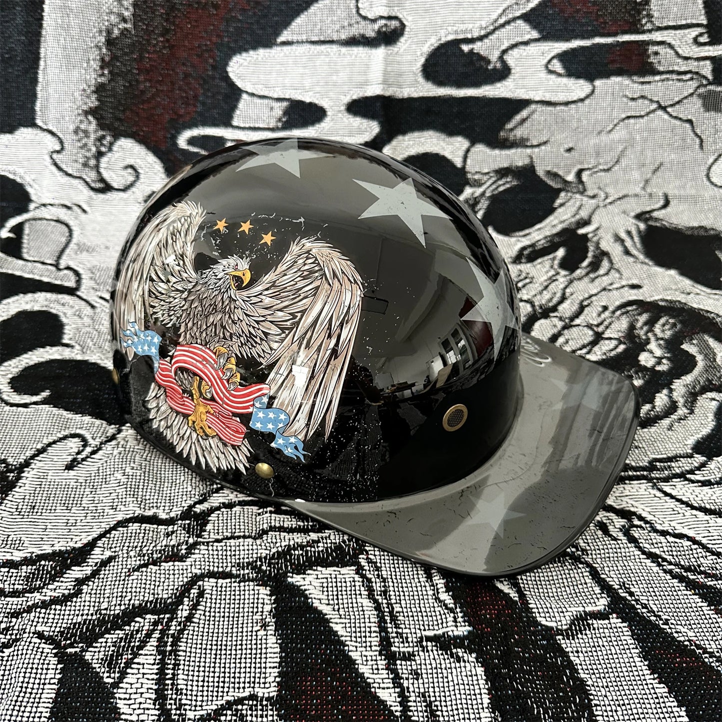 DOT Certified Retro Half-Face Motorcycle Helmet - Baseball Cap Style Cycling Helmet for Men