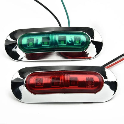 Marine LED Navigation Light Kit - Red & Green 12-24V Waterproof Boat Signal Lights (2-Pack)