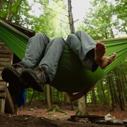 Portable Nylon Camping Hammock - High Strength Parachute Fabric Hanging Bed for Single Person Outdoor Use