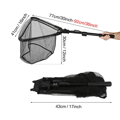 Professional Telescoping Fishing Landing Net - Aluminum Alloy Construction - Extends 55cm to 190cm with Folding Mesh Design