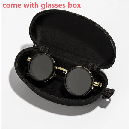 ND9 Adjustable Dimming Polarized Round Sunglasses - UV400 Protection Retro Punk Outdoor Eyewear for Men & Women Fishing