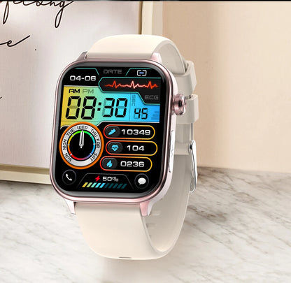 Advanced Health Monitoring Smart Watch - ECG+PPG, Blood Pressure, Heart Rate, 1.96" AMOLED Display, 100+ Sports Modes (Men & Women)