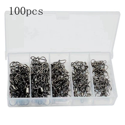 Premium Stainless Steel Fishing Swivel Connectors - 50 Piece Set with Rolling Bearing & Snap Hook for Lure Rigging