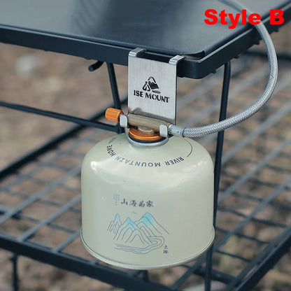 Stainless Steel Gas Canister Hook - Camping Table Stove Tank Hanger Organizer for Outdoor Cooking