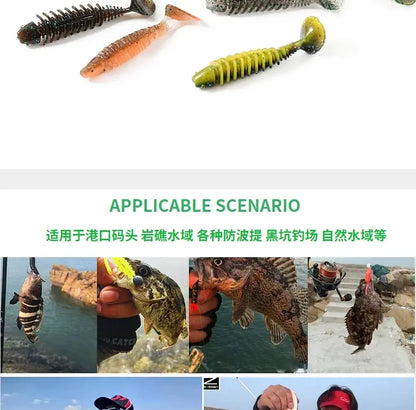 SUNMILE Artificial Soft Bait Fishing Worms - 4cm/0.6g - 20 Piece Set - Rock Fishing Wobblers for Perch, Trout & Bass