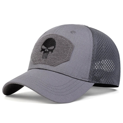 Unisex Skull Embroidered Baseball Cap - Breathable Adjustable Sun Hat for Spring & Autumn Outdoor