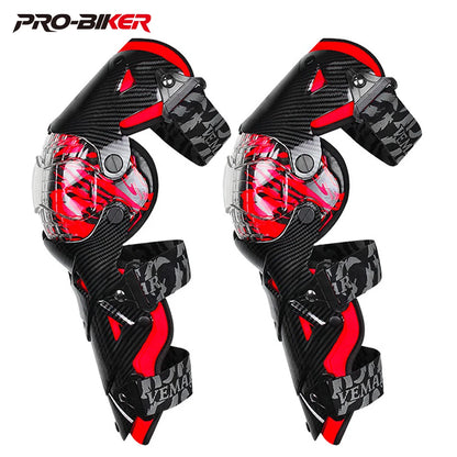 Red Motorcycle Knee Pads - Motocross Safety Protection Guards