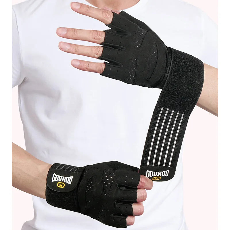 GOUNOD Breathable Anti-Slip Weightlifting Gloves with Wrist Support - Professional Gym Gloves for Bodybuilding, Powerlifting & Fitness Training