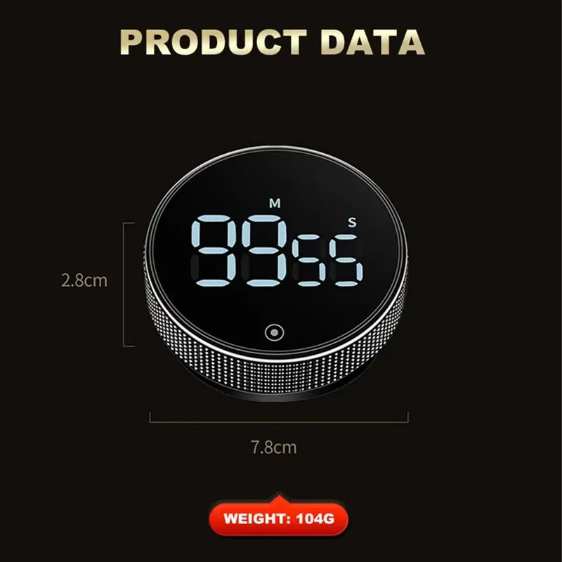 Magnetic Rotary Kitchen Timer - Manual Countdown Digital Display