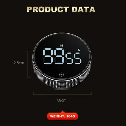 Magnetic Rotary Kitchen Timer - Manual Countdown Digital Display