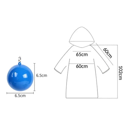 Portable Disposable Raincoat with Keychain - Compression Ball Pocket Poncho for Outdoor Travel and Camping