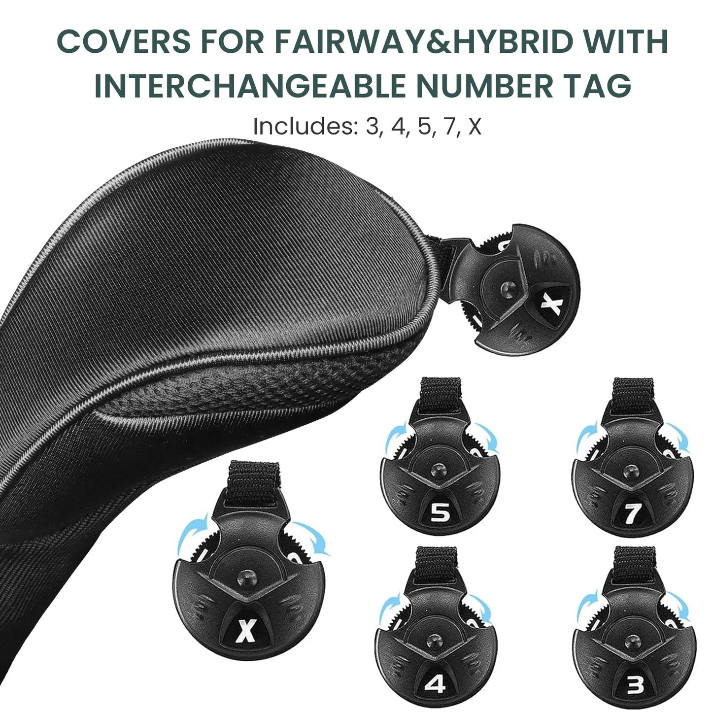 Premium Golf Club Head Covers for Woods & Hybrids - 1 Piece Long Neck Design