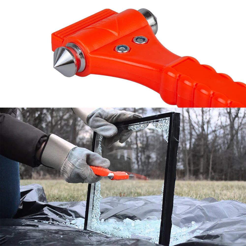 2-in-1 Emergency Car Safety Hammer & Seatbelt Cutter - Window Breaker & Life-Saving Rescue Tool